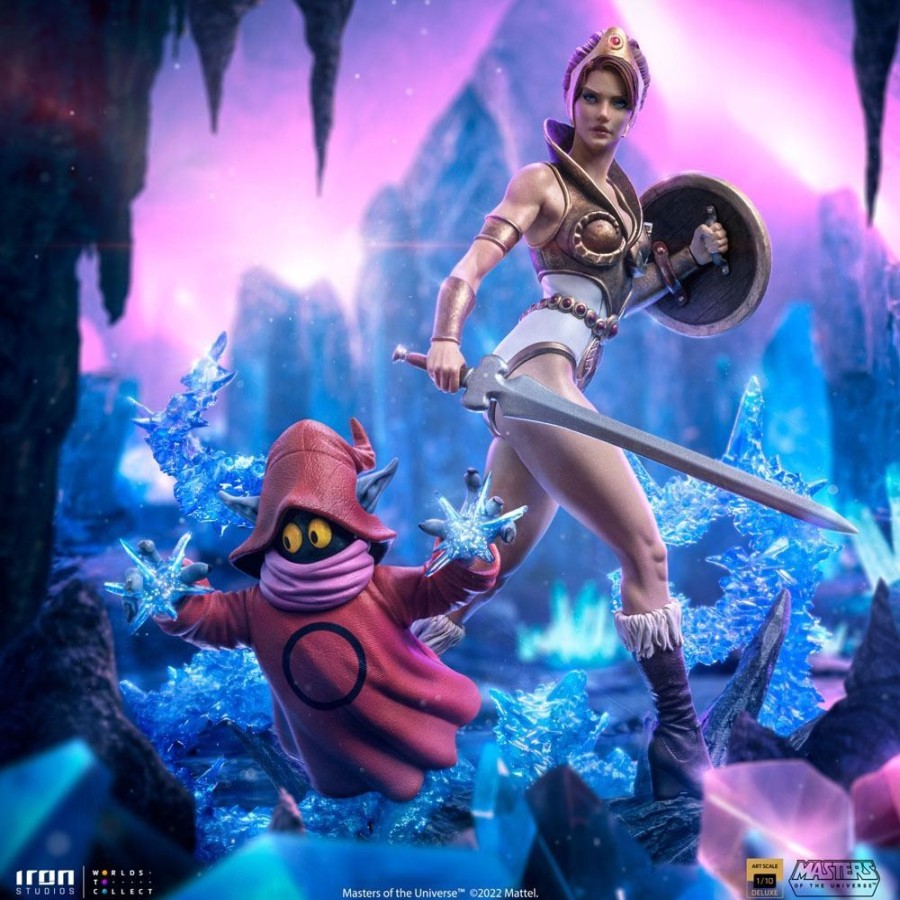 Shop Iron Studios Premium Statues | Masters Of The Universe - Teela & Orko Statue / Deluxe Art Scale He-Man: Iron Studios