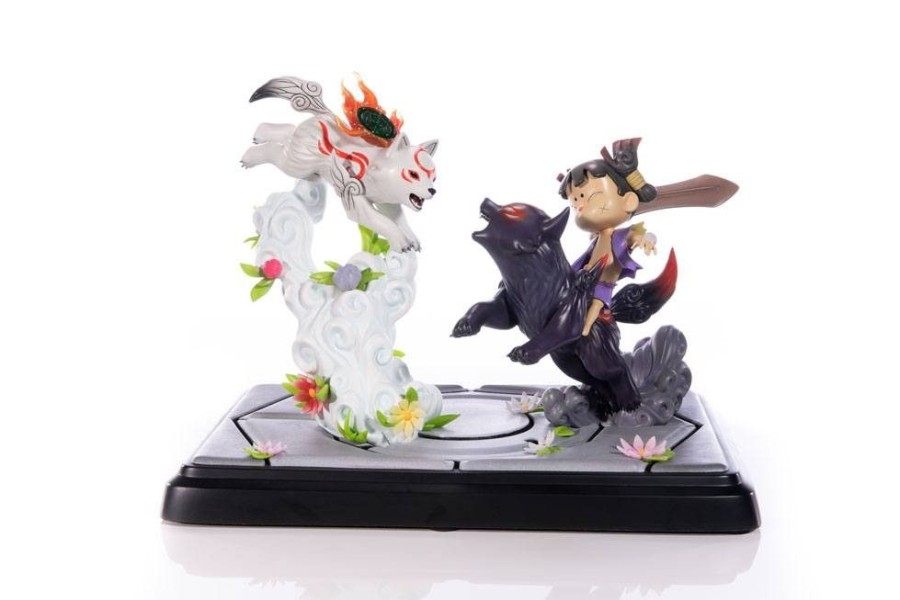 Shop First 4 Figures Premium Statues | Okamiden - Chibiterasu Vs. Dark Chibiterasu & Possessed Kuni Statue: First 4 Figures