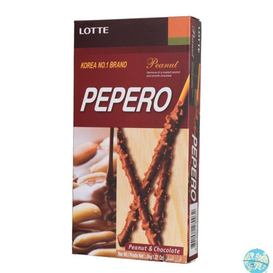 Shop Default Japanese Candy'S & Drinks | Lotte - Pepero Peanut - Gebackstange Mit Schokolade & Erdnuss 36G