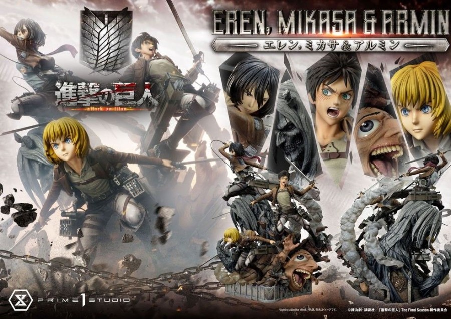 Shop Prime 1 Studio Premium Statues | Attack On Titan - Eren, Mikasa, & Armin Statue / Ultimate Premium Masterline: Prime 1 Studio