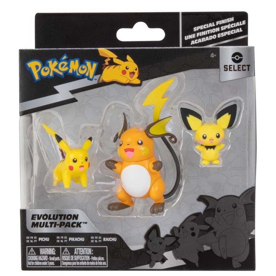 Games & Tv Jazwares | Pokemon Select - 3Er-Pack Evolution Pichu, Pikachu, Raichu Actionfigur: Jazwares