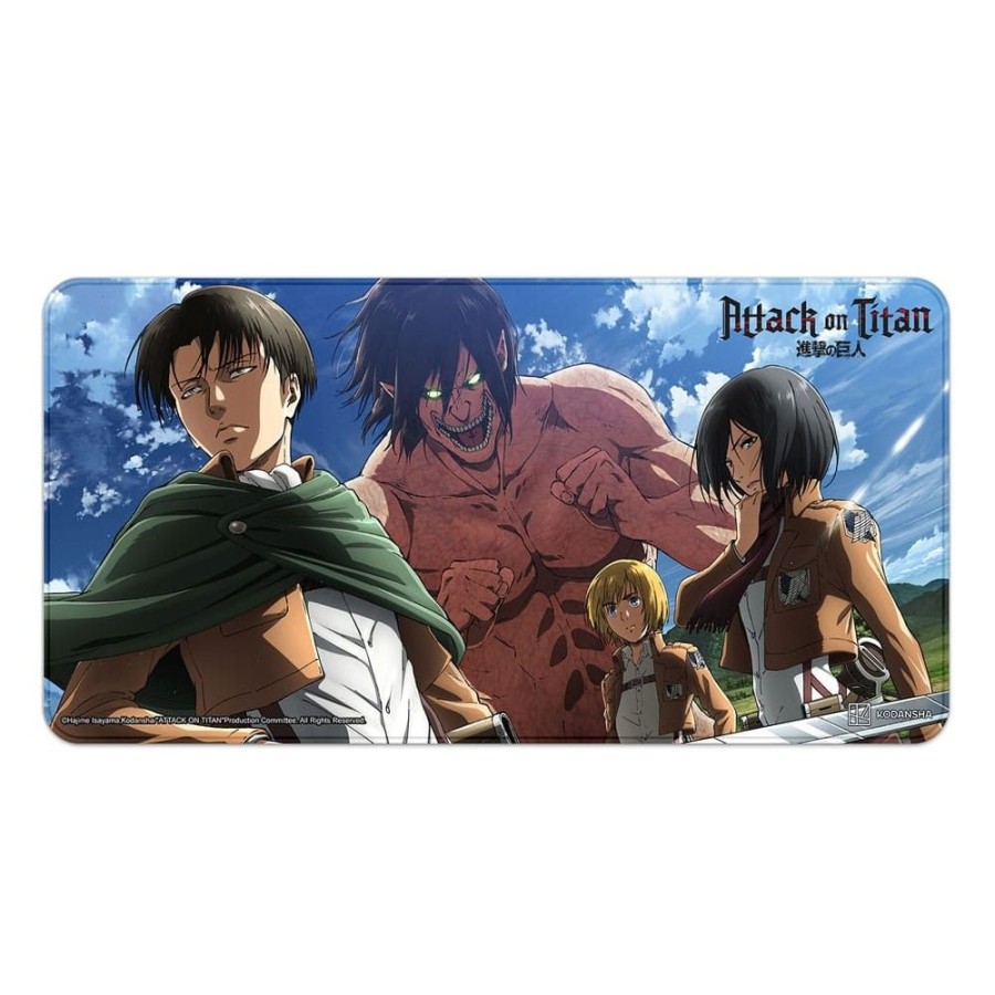 Shop Sakami Merchandise Merchandise | Attack On Titan - Xxl Mousepad Eren, Mikasa, Armin, Levi: Sakami Merchandise