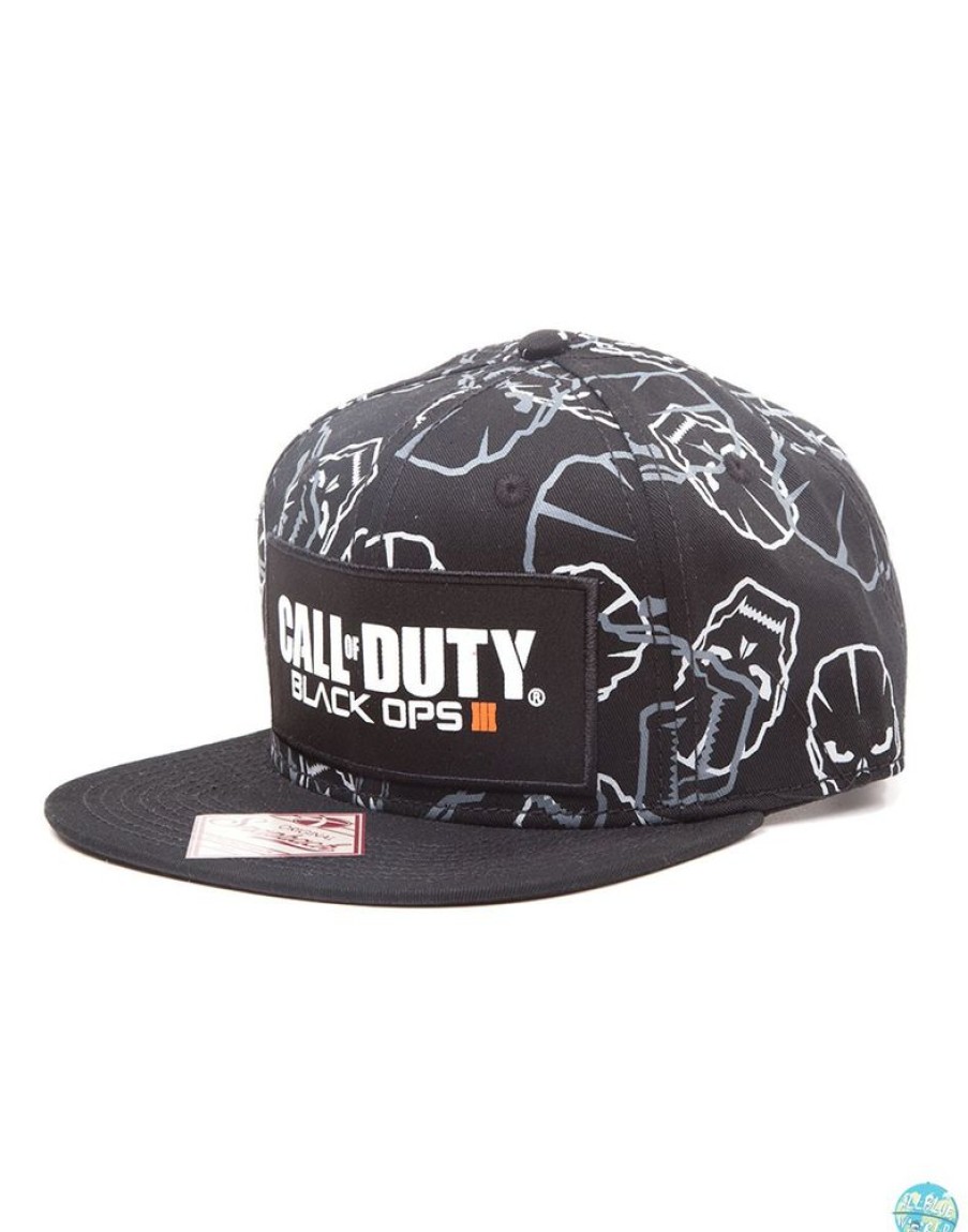 Shop Bioworld Merchandising Caps, Hats & Caps | Call Of Duty Black Ops Iii Hip Hop Cap Snap Back Text Logo & Skulls