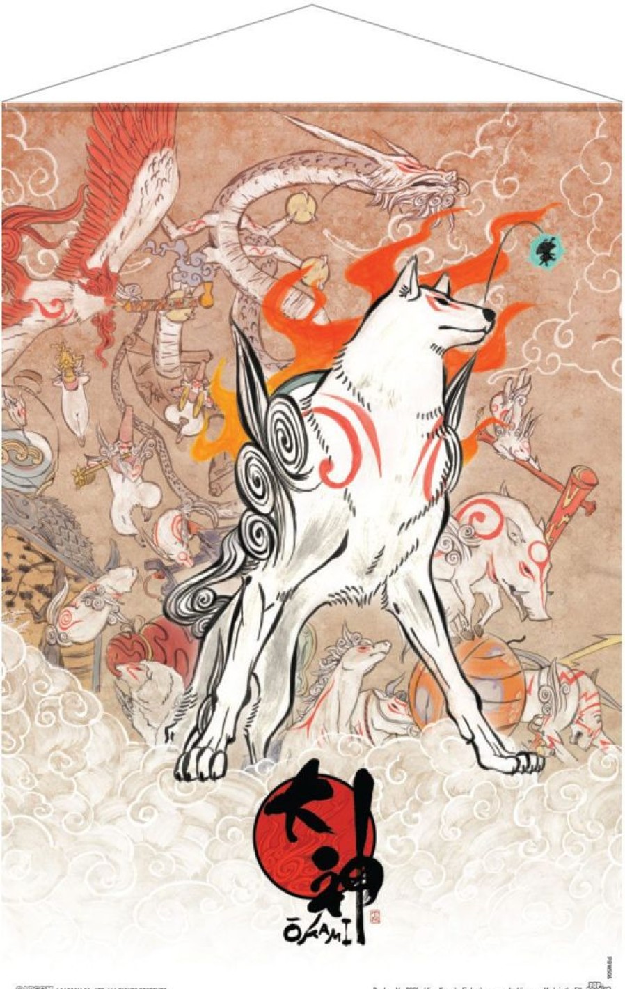 Shop POPbuddies Postkarten / Poster / Wallscrolls | Okami - Amaterasu And Celestial Brush Gods Wallscroll: Popbuddies