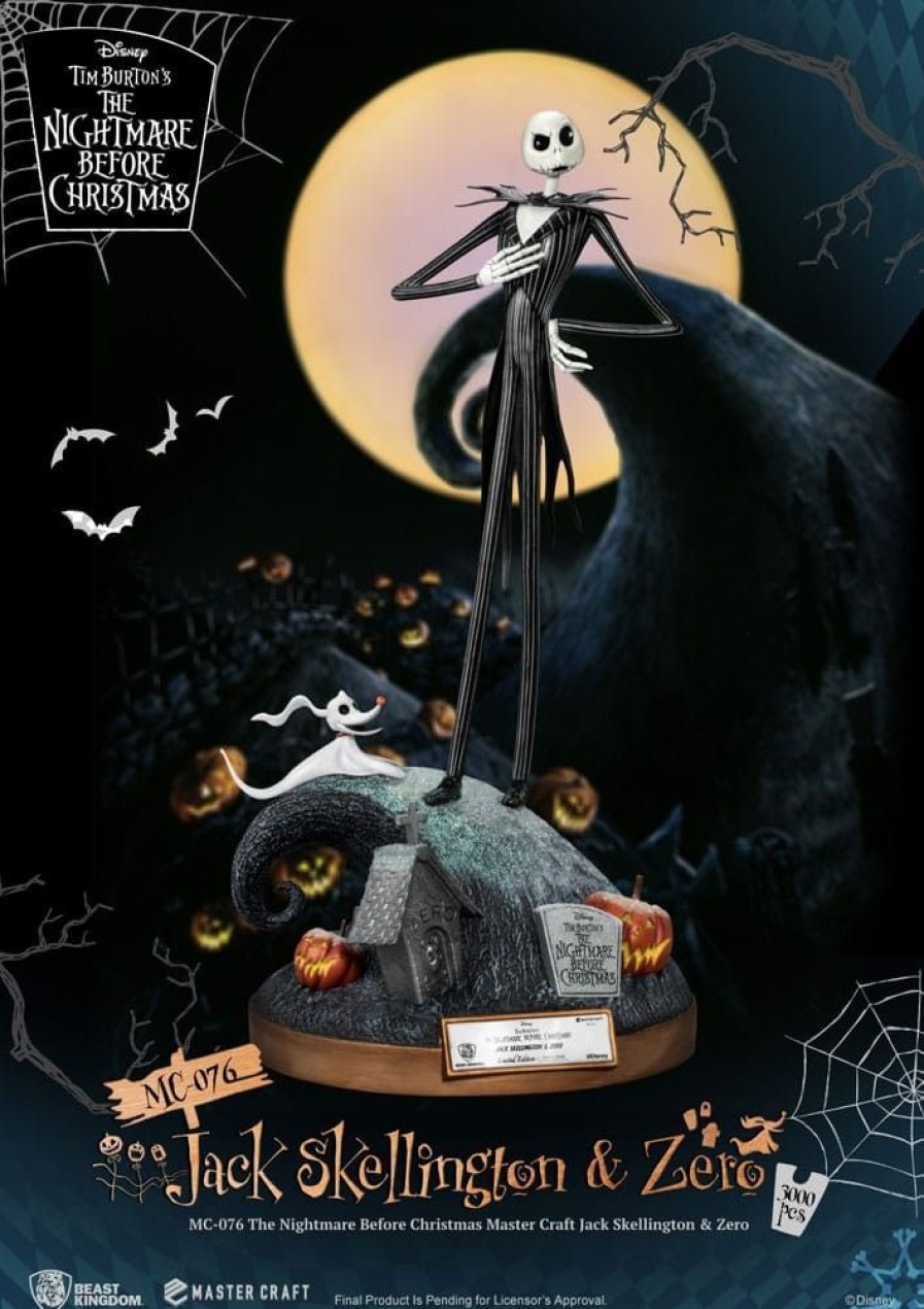 Cinema & Comic Beast Kingdom Toys | Nightmare Before Christmas - Jack Skellington & Zero Statue / Master Craft Statue: Beast Kingdom Toy